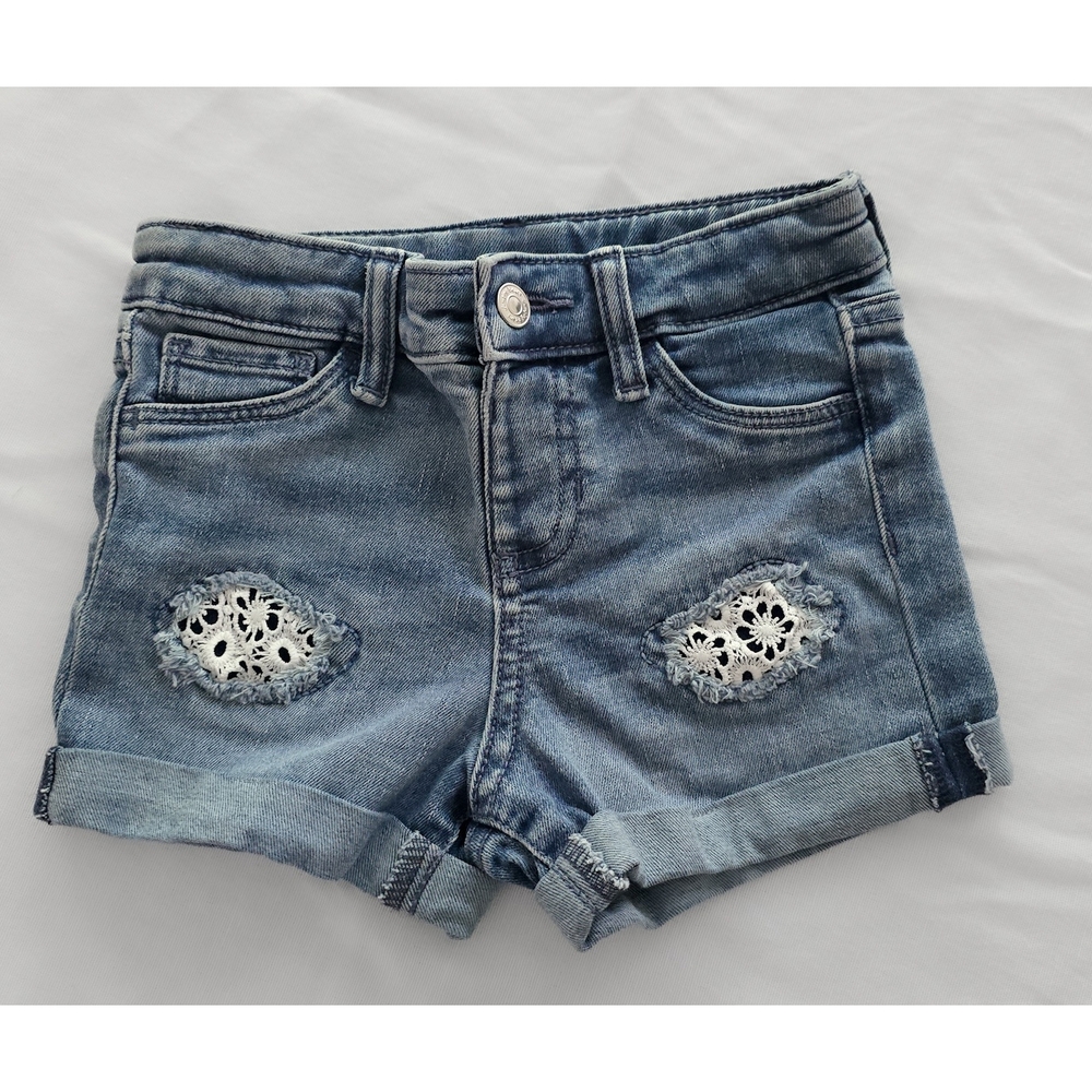 Denim Kids Shorts with Lace Accents